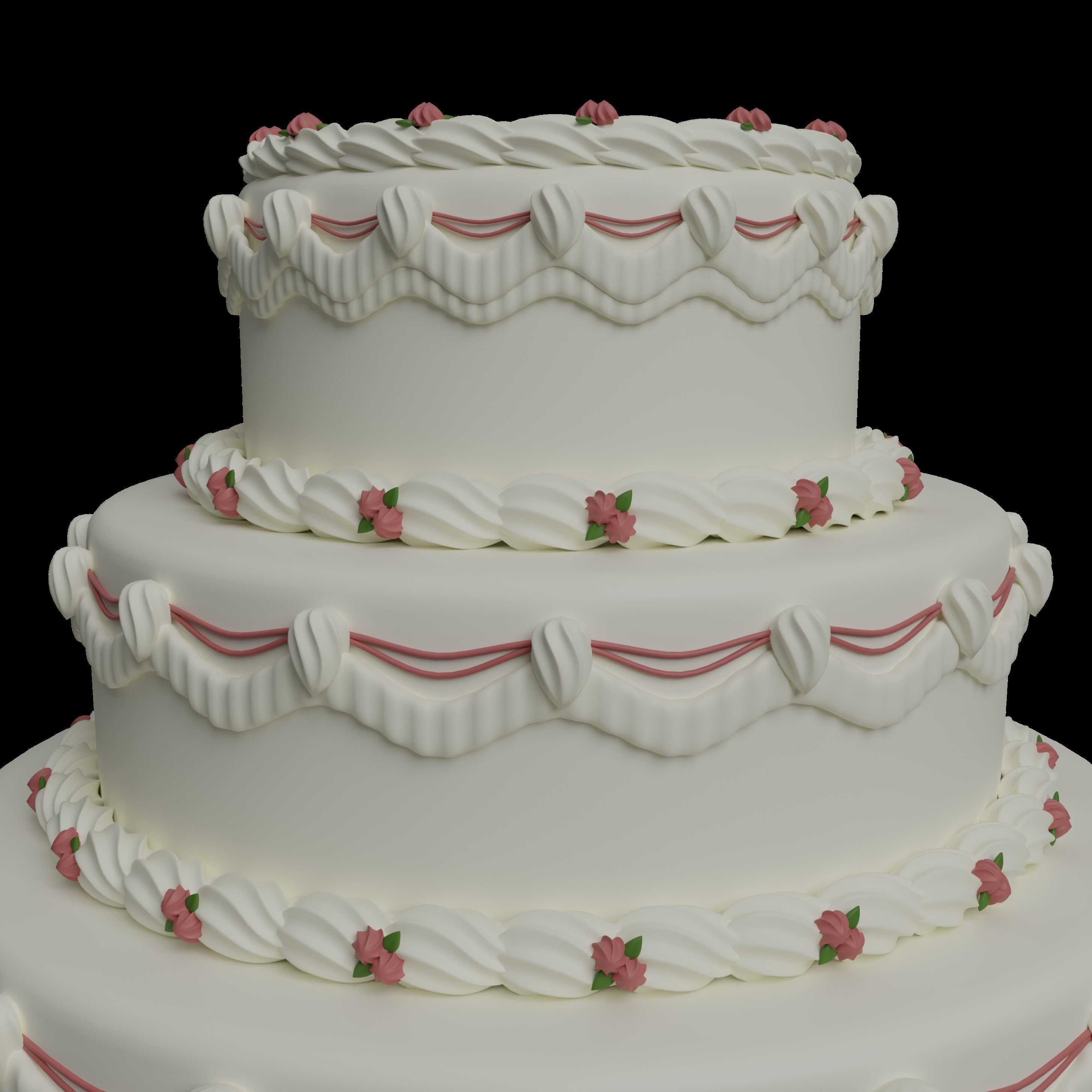 Wedding Cake Low-poly 3D model_2