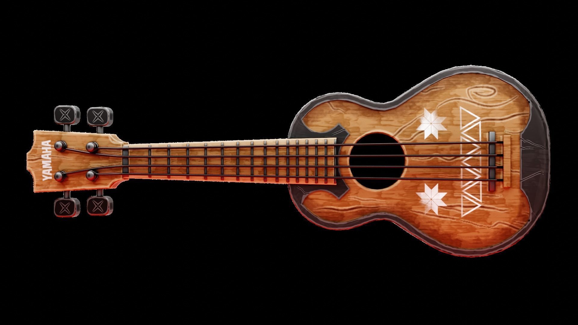Game Asset Ukulele Guitar Low-poly 3D model_10