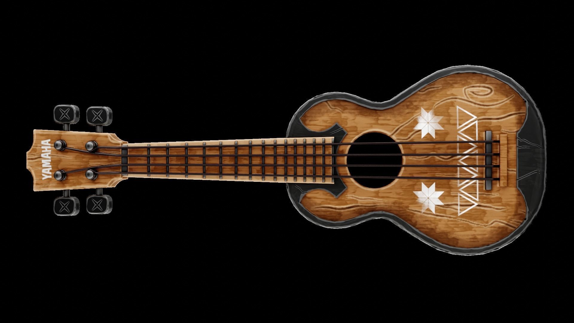 Game Asset Ukulele Guitar Low-poly 3D model_9