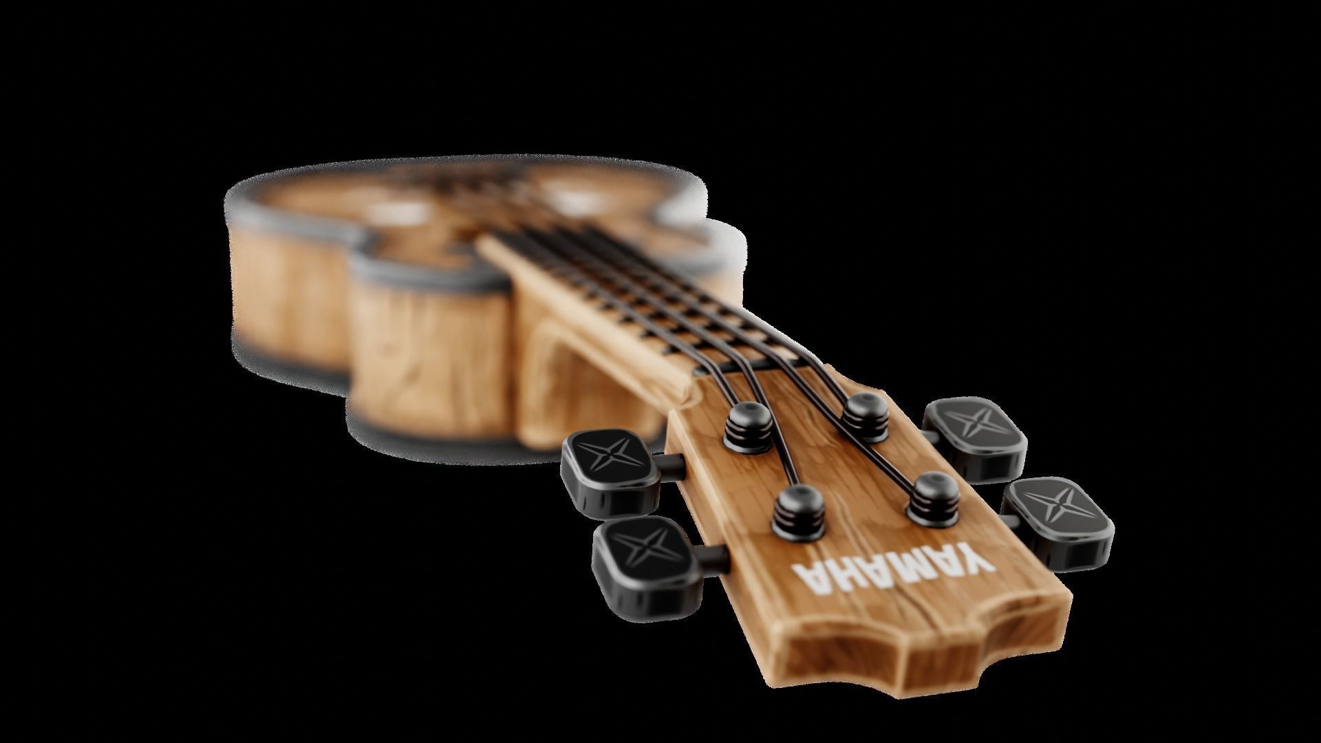 Game Asset Ukulele Guitar Low-poly 3D model_2