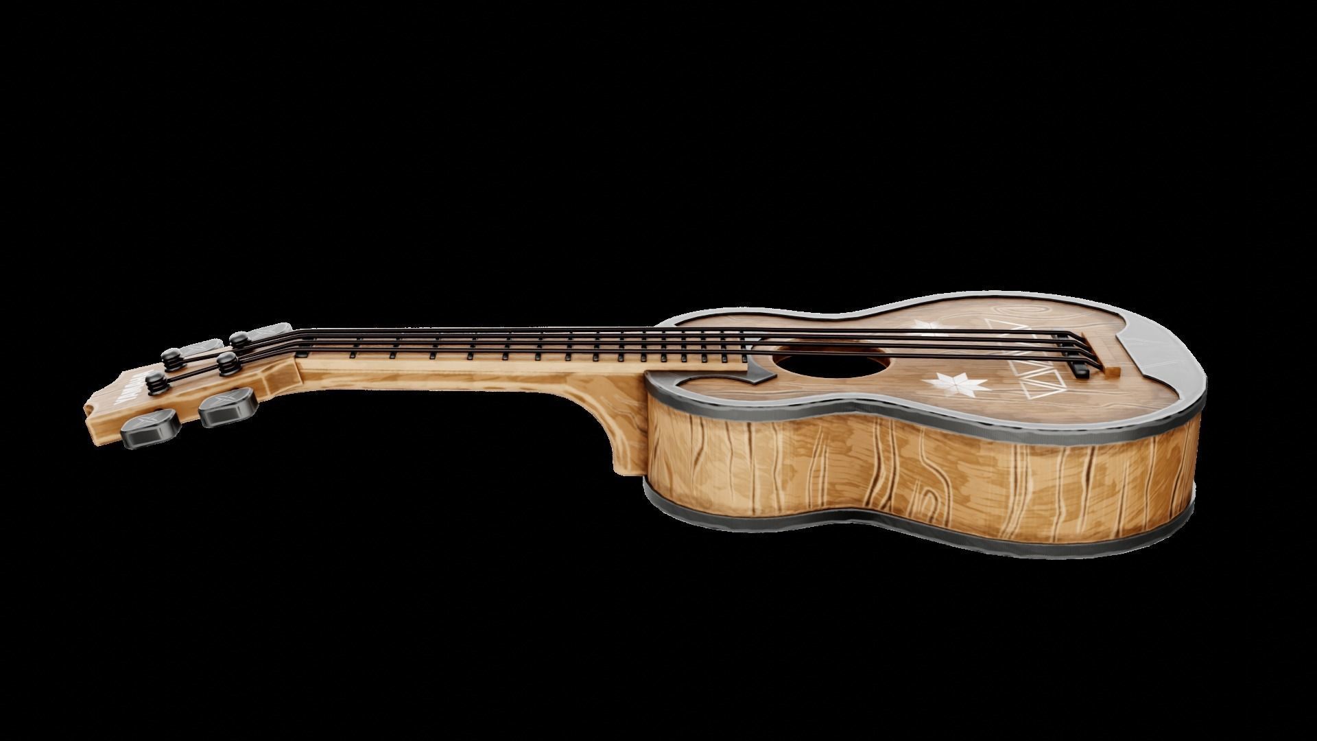 Game Asset Ukulele Guitar Low-poly 3D model_8