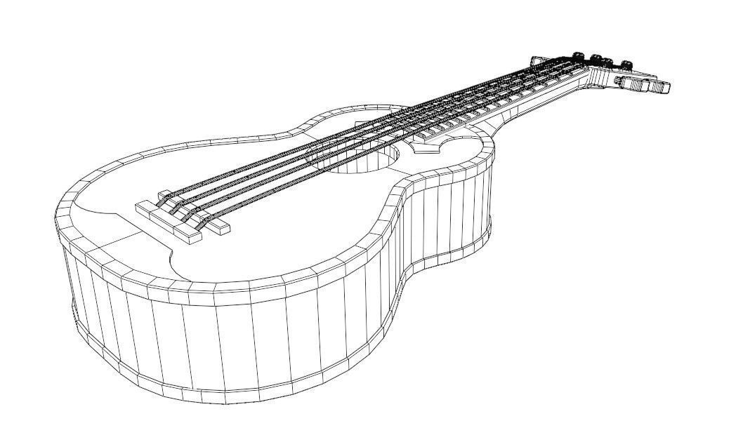 Game Asset Ukulele Guitar Low-poly 3D model_13