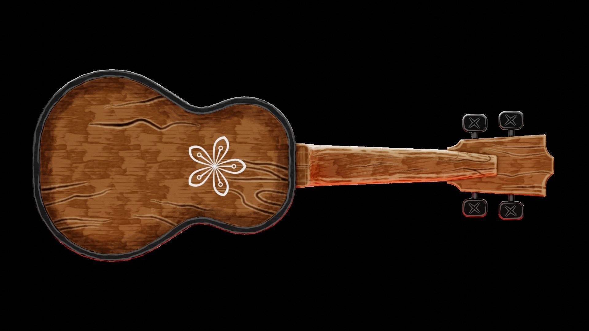 Game Asset Ukulele Guitar Low-poly 3D model_4