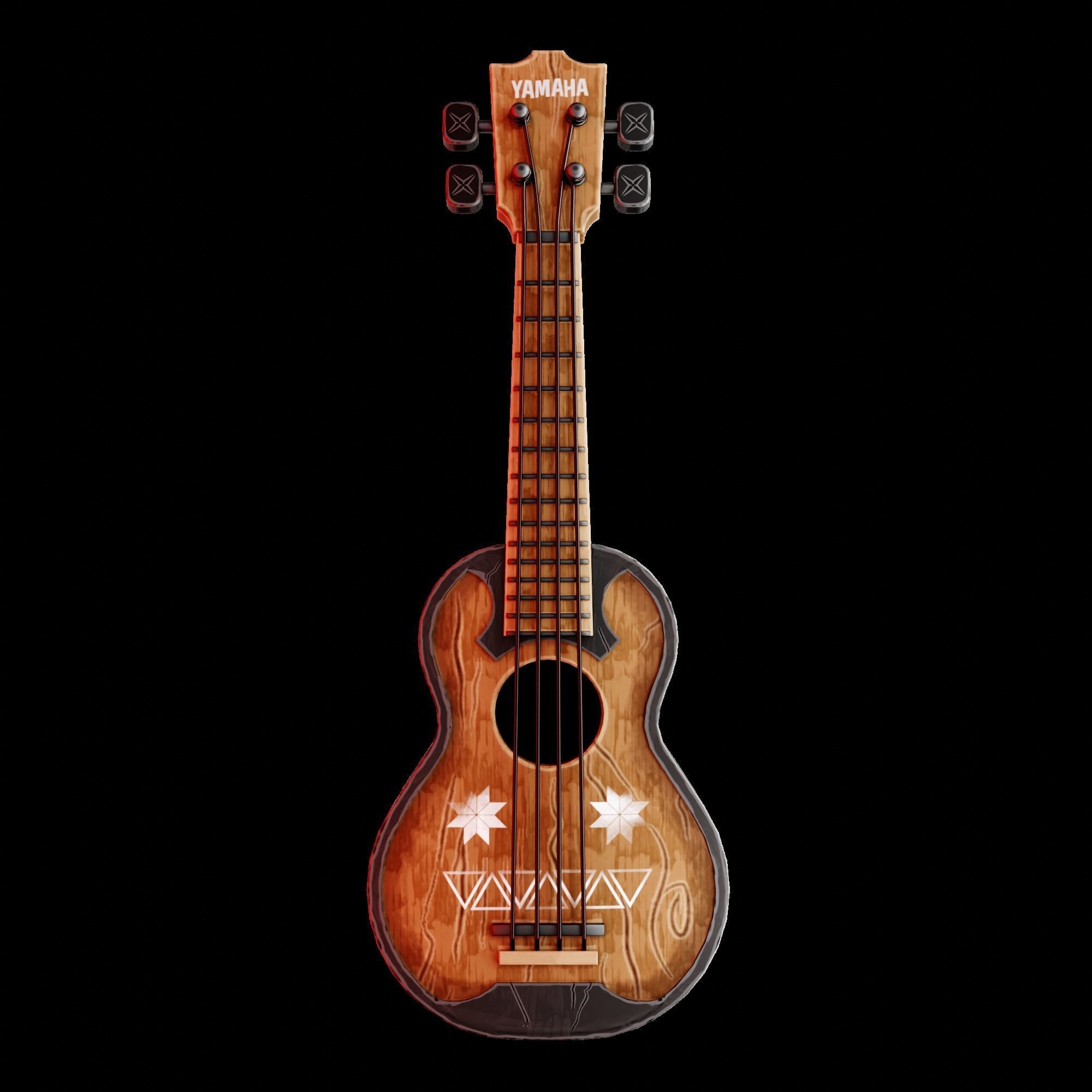 Game Asset Ukulele Guitar Low-poly 3D model_3
