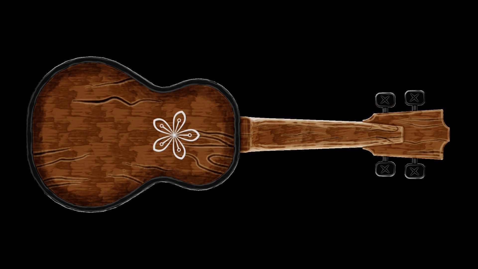 Game Asset Ukulele Guitar Low-poly 3D model_14