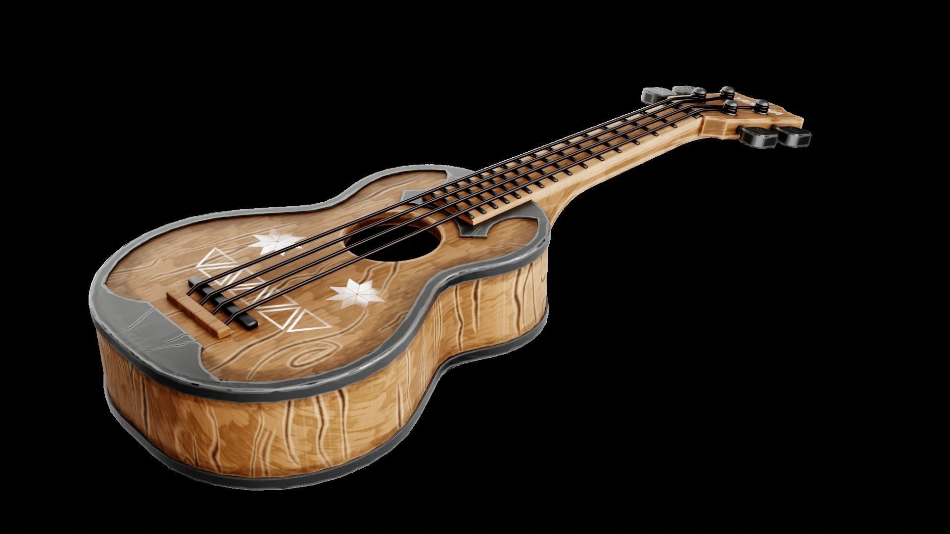 Game Asset Ukulele Guitar Low-poly 3D model_11