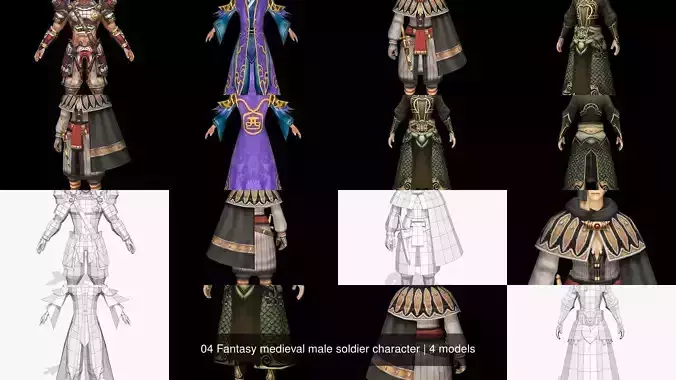 04 Fantasy medieval male soldier character 3D Model Collection