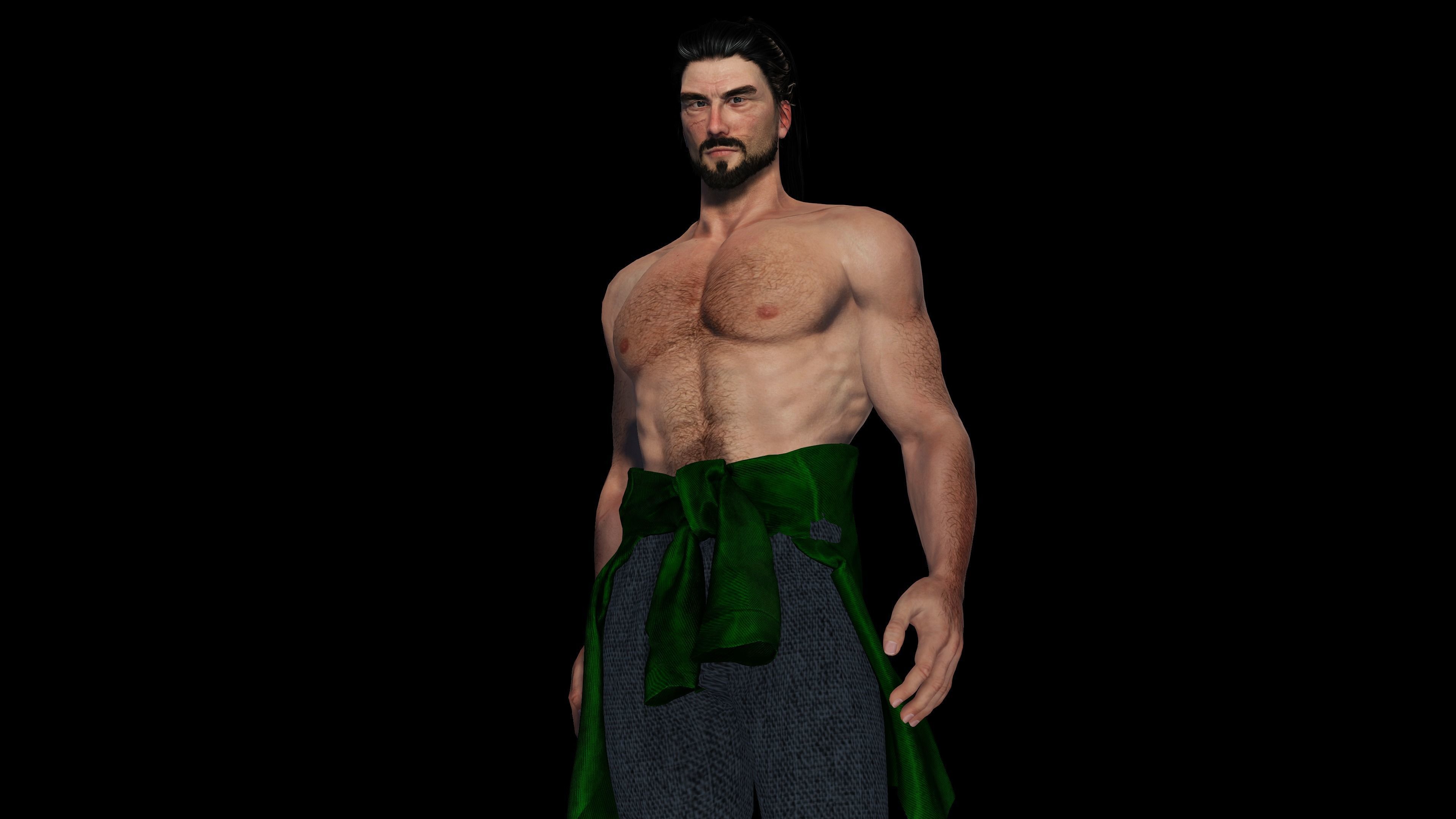 Realistic 3D Samurai Warrior Character Man for Blender Autodesk 3D model_10