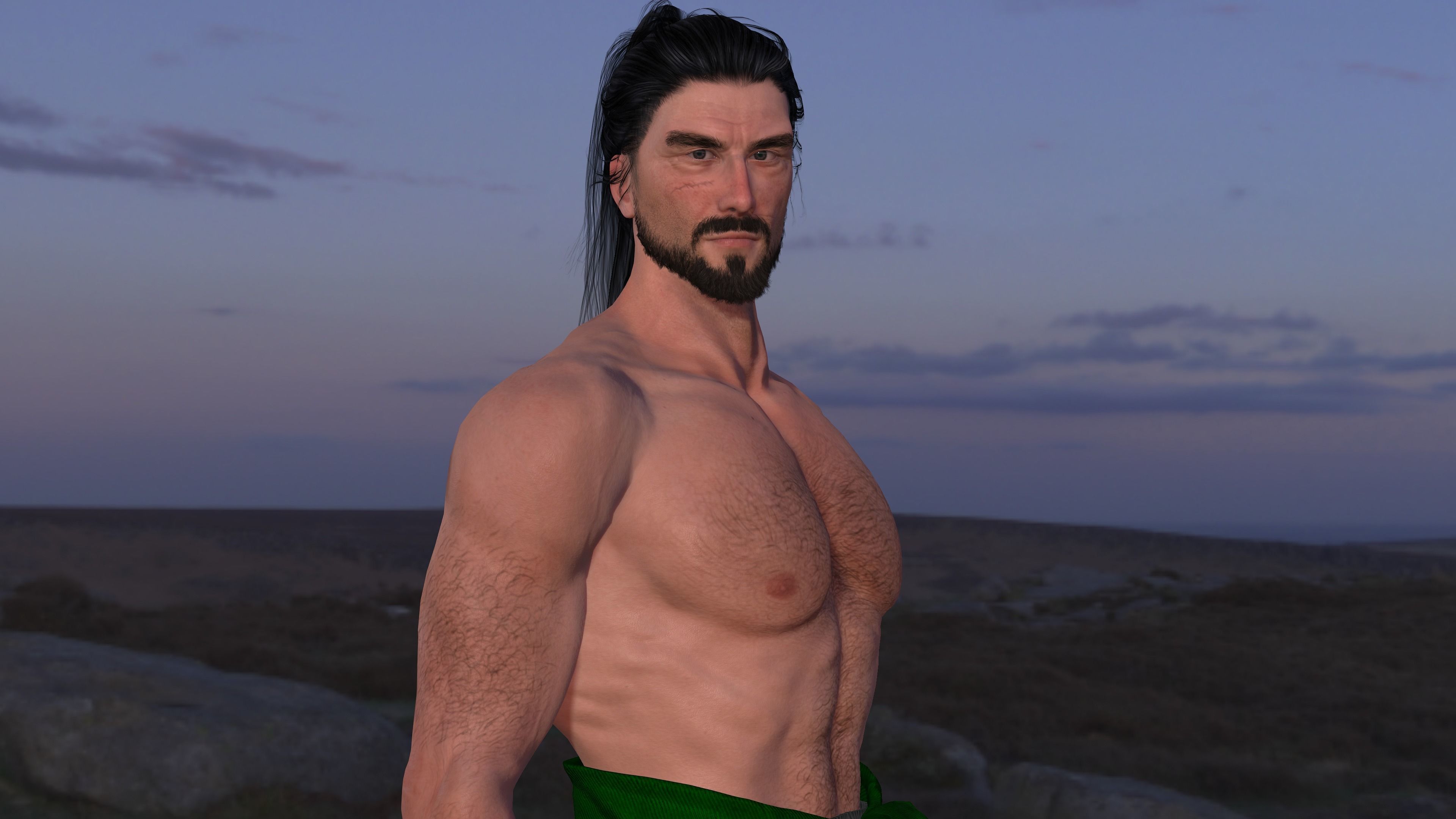 Realistic 3D Samurai Warrior Character Man for Blender Autodesk 3D model_9