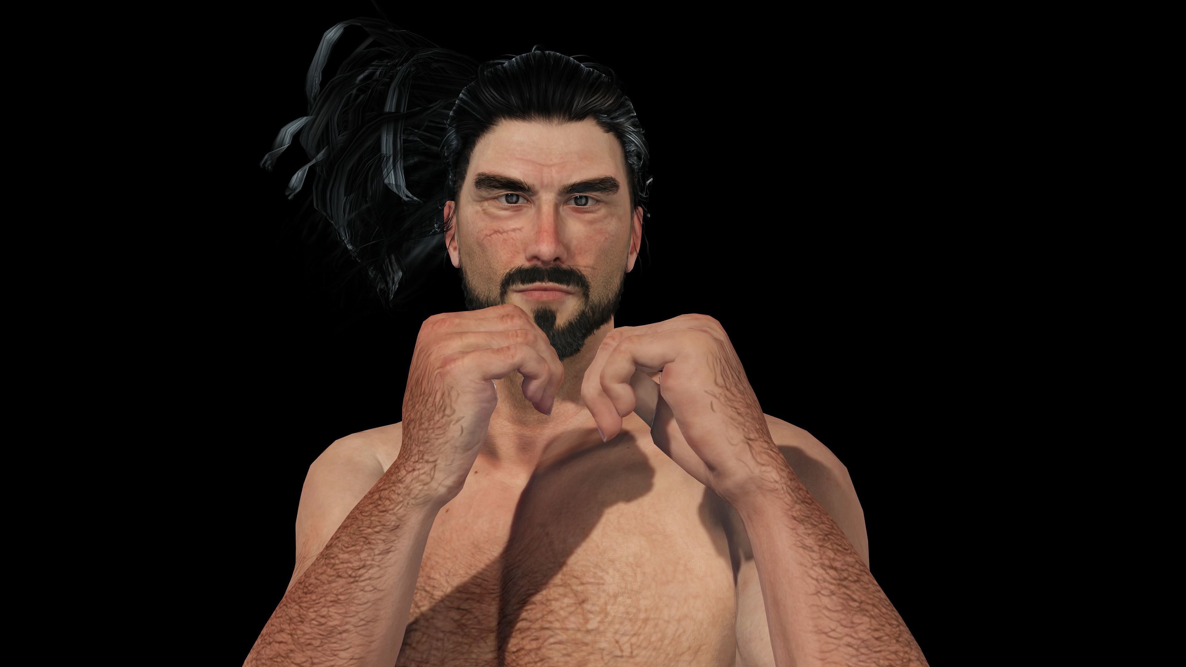 Realistic 3D Samurai Warrior Character Man for Blender Autodesk 3D model_4