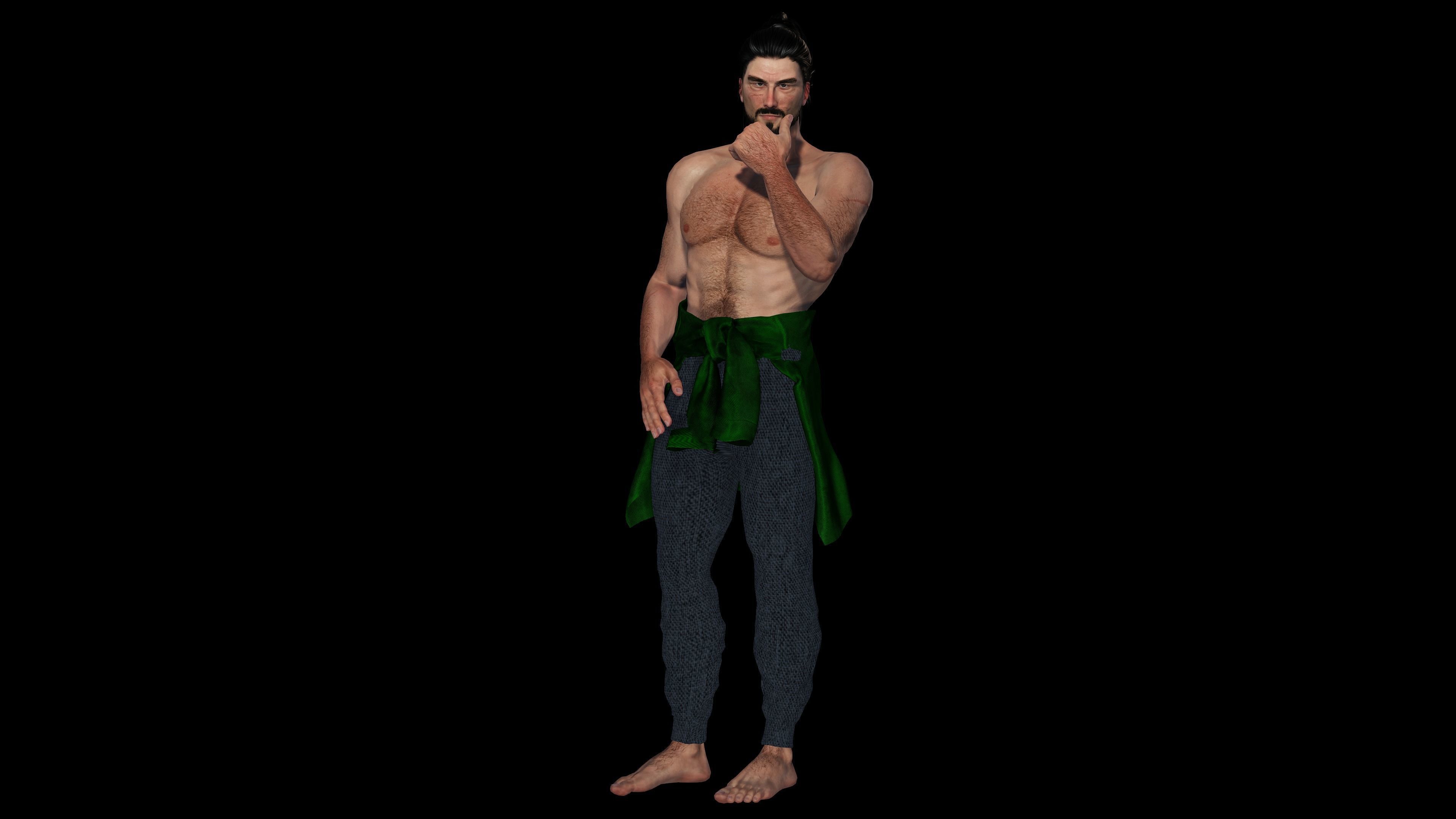 Realistic 3D Samurai Warrior Character Man for Blender Autodesk 3D model_12