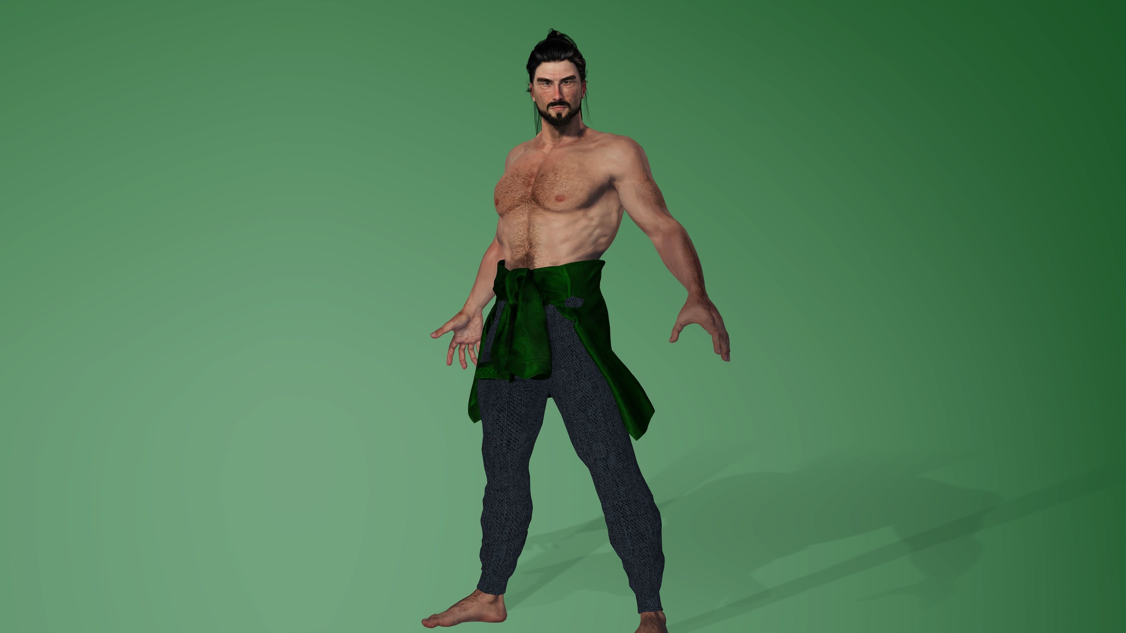 Realistic 3D Samurai Warrior Character Man for Blender Autodesk 3D model_8
