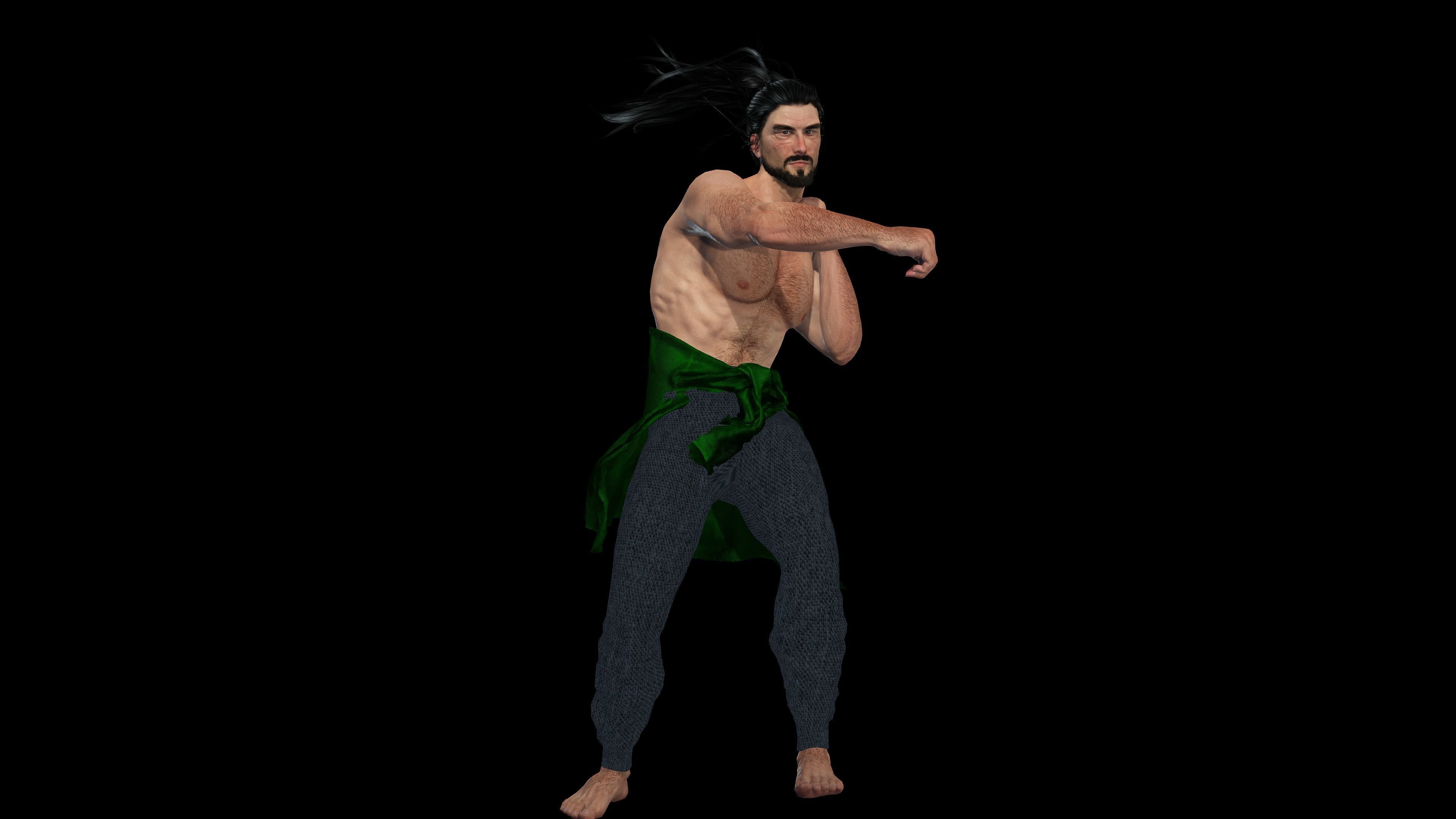 Realistic 3D Samurai Warrior Character Man for Blender Autodesk 3D model_3
