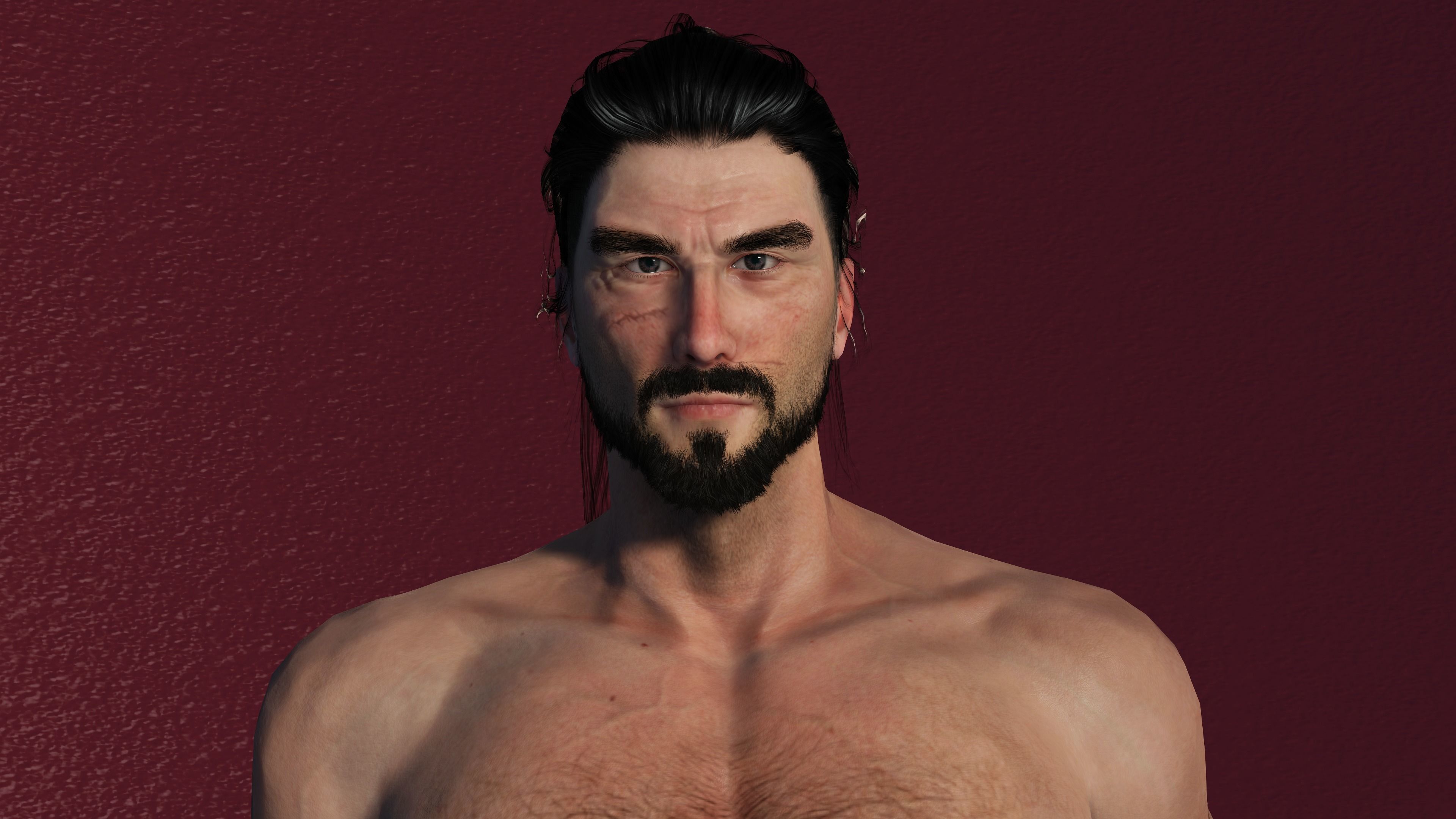 Realistic 3D Samurai Warrior Character Man for Blender Autodesk 3D model_1