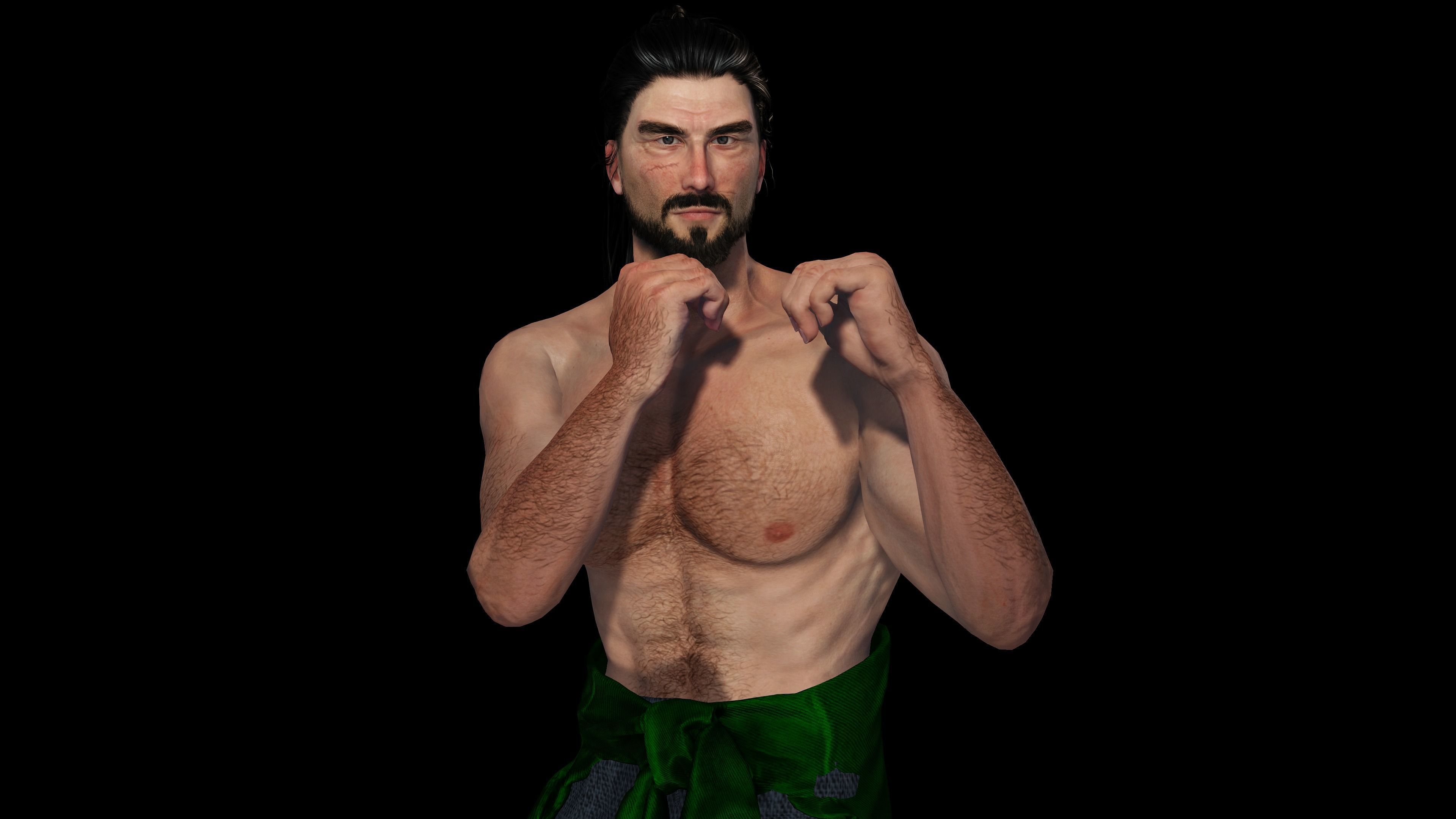 Realistic 3D Samurai Warrior Character Man for Blender Autodesk 3D model_7