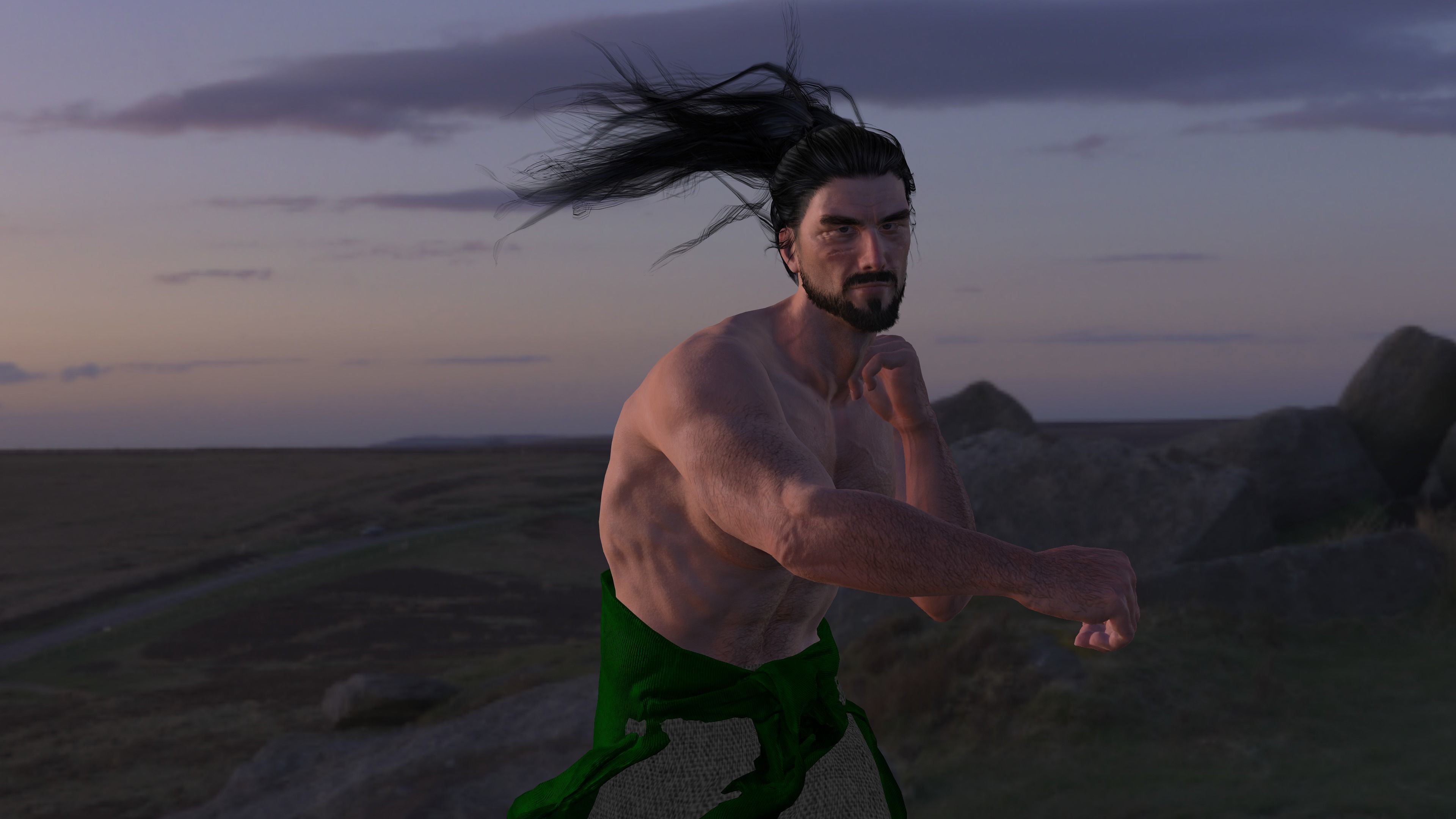 Realistic 3D Samurai Warrior Character Man for Blender Autodesk 3D model_2