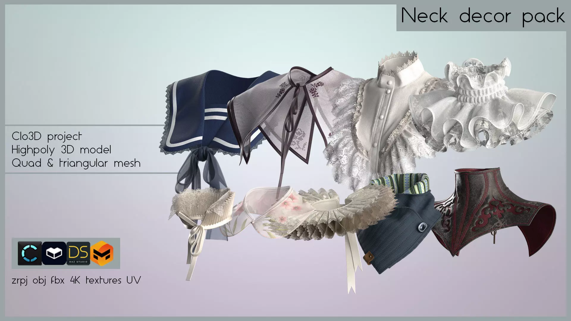 NECK DECOR PACK 3D model_0