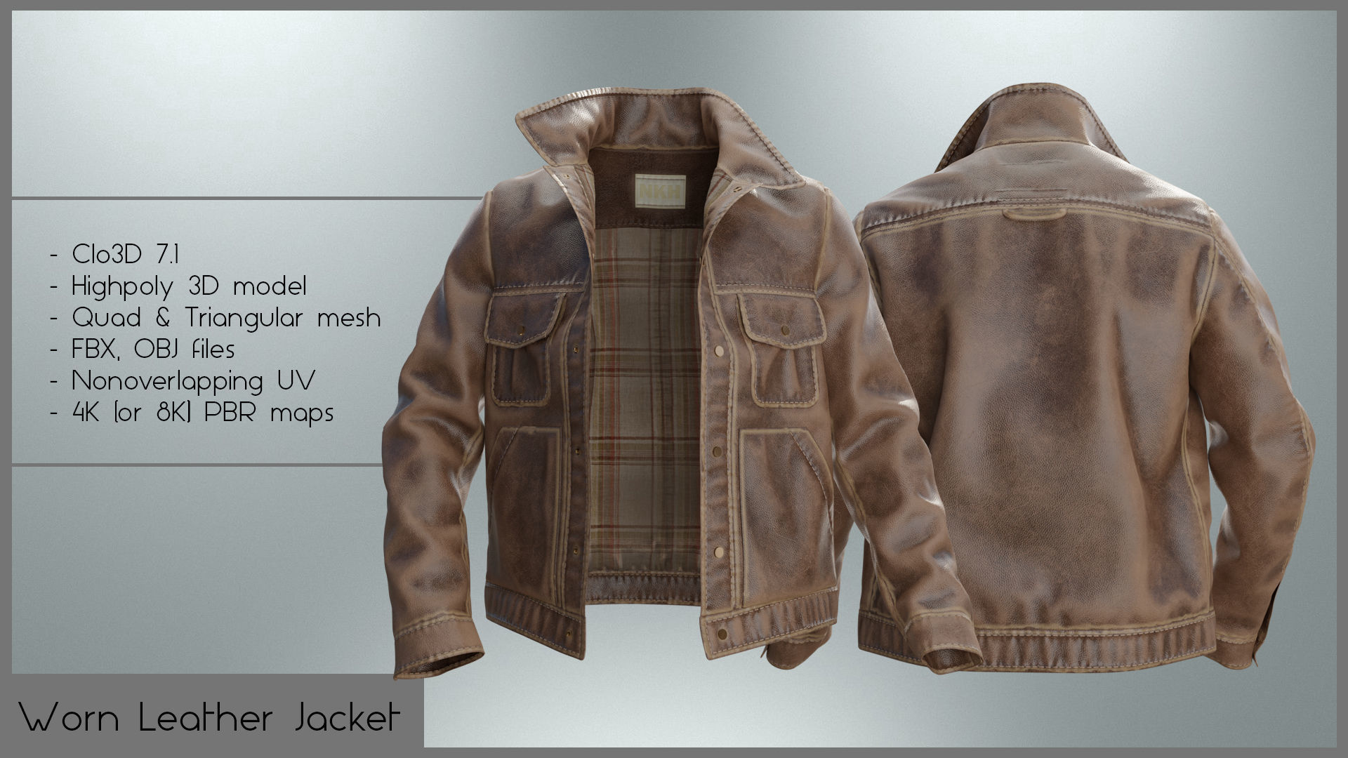 WORN LEATHER JACKET 3D model_1