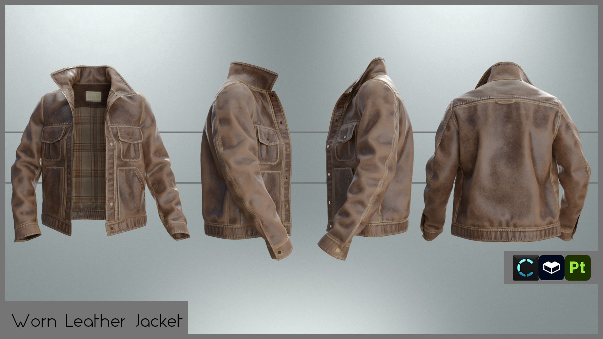 WORN LEATHER JACKET 3D model_2