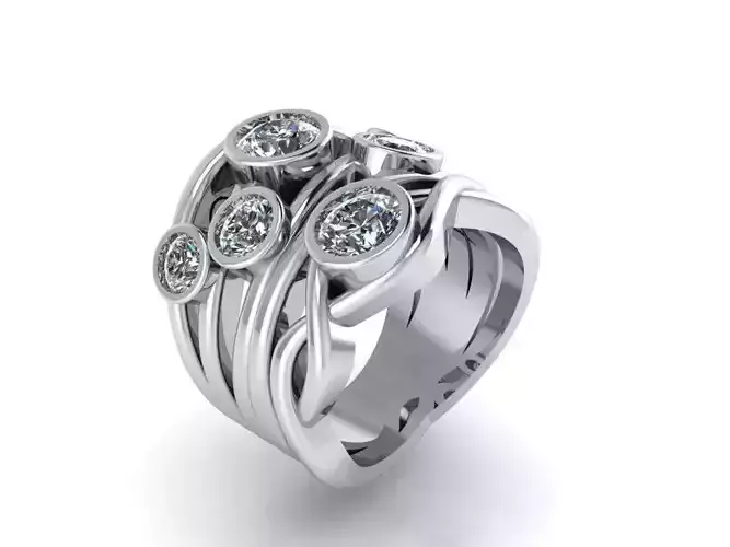 Round Bezel Twisted Ring 2255