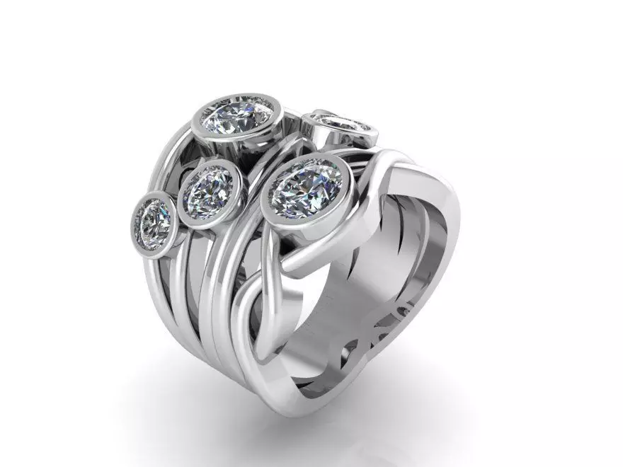 Round Bezel Twisted Ring 2255 3D print model