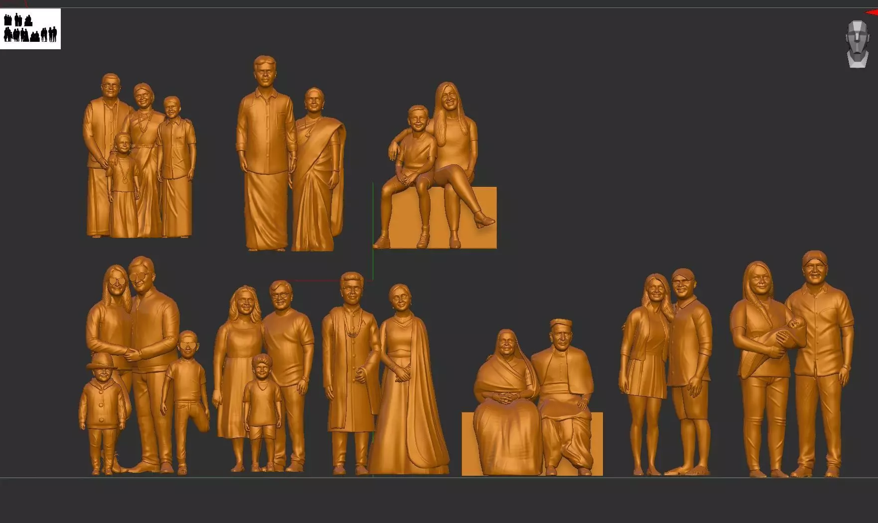 Miniatures family combo pack 3D print model_0