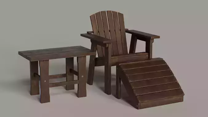 Adirondack Set - Chair Foot Rest and Side Table