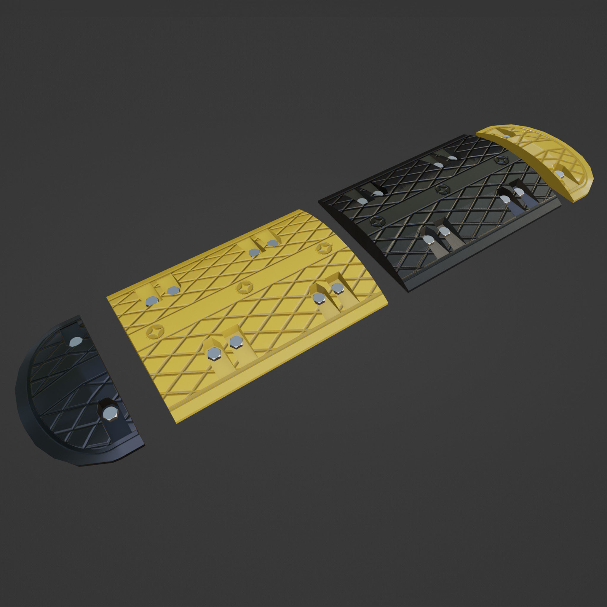 Low Poly Modular Speed Bumps Low-poly 3D model_1