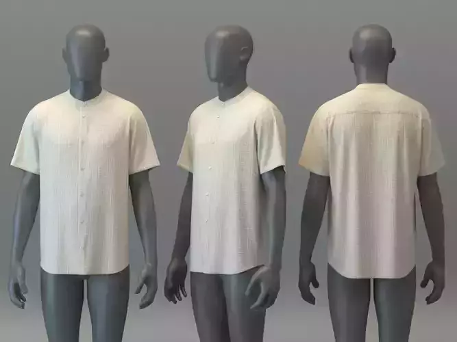  Collarless Jacquard Shirt