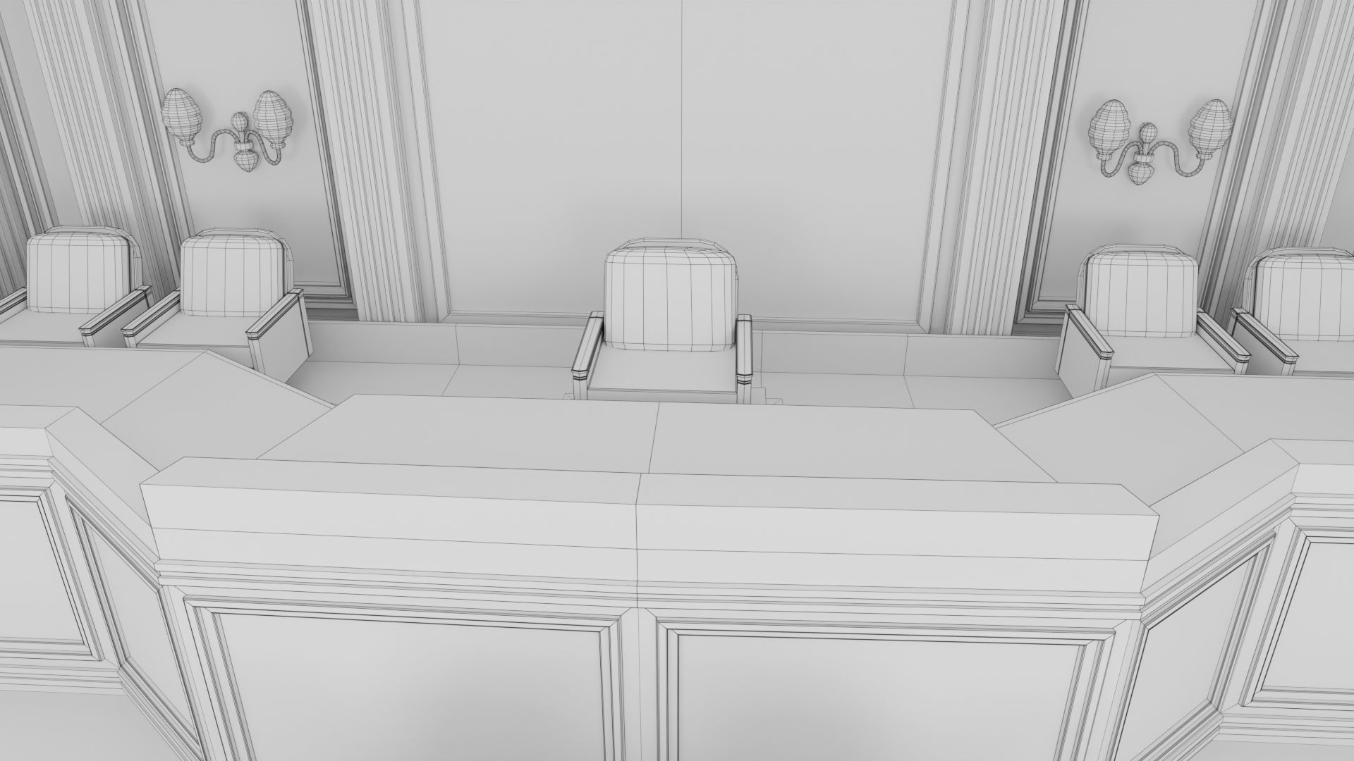 Courtroom Low-poly 3D model_11