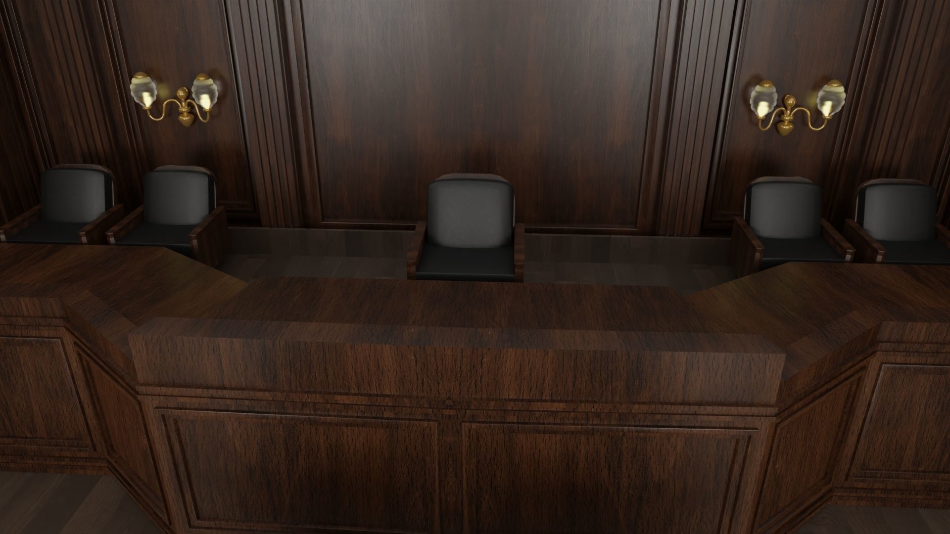 Courtroom Low-poly 3D model_10