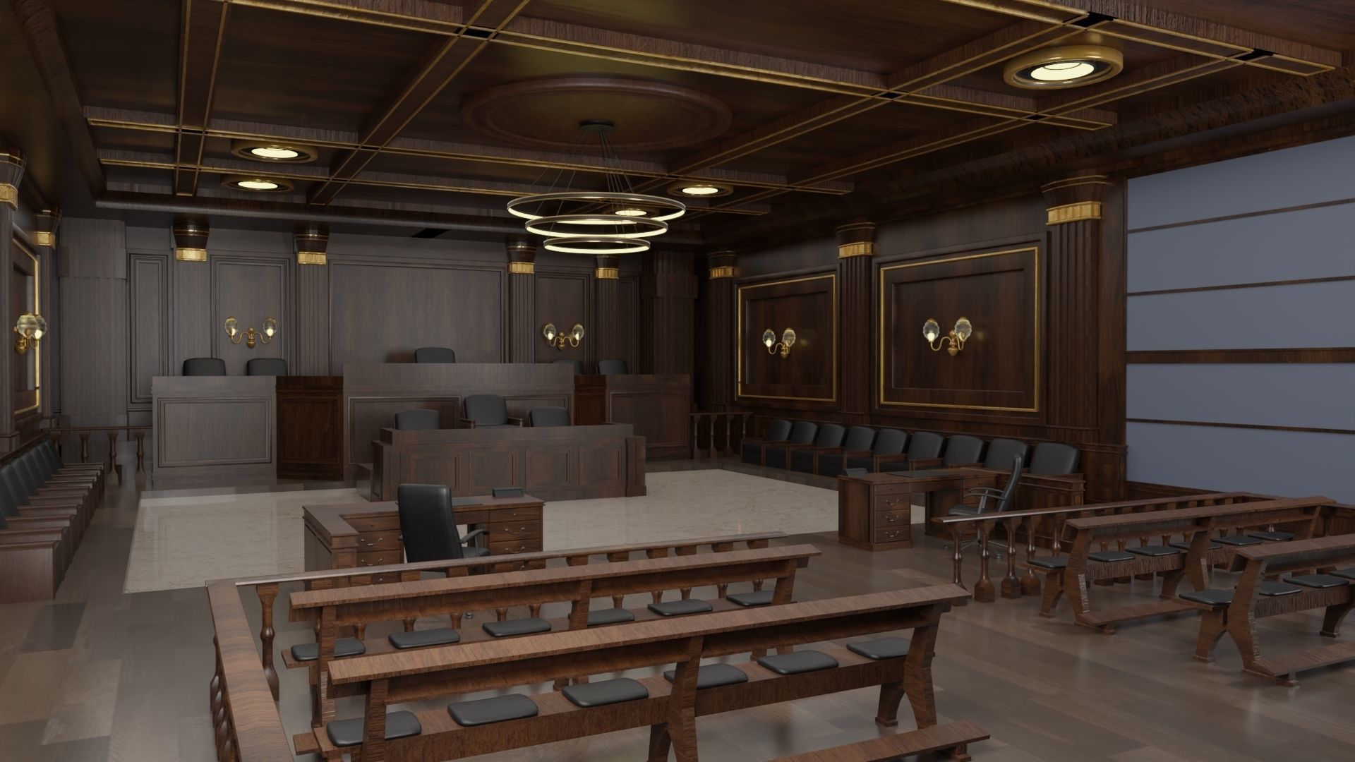 Courtroom Low-poly 3D model_2