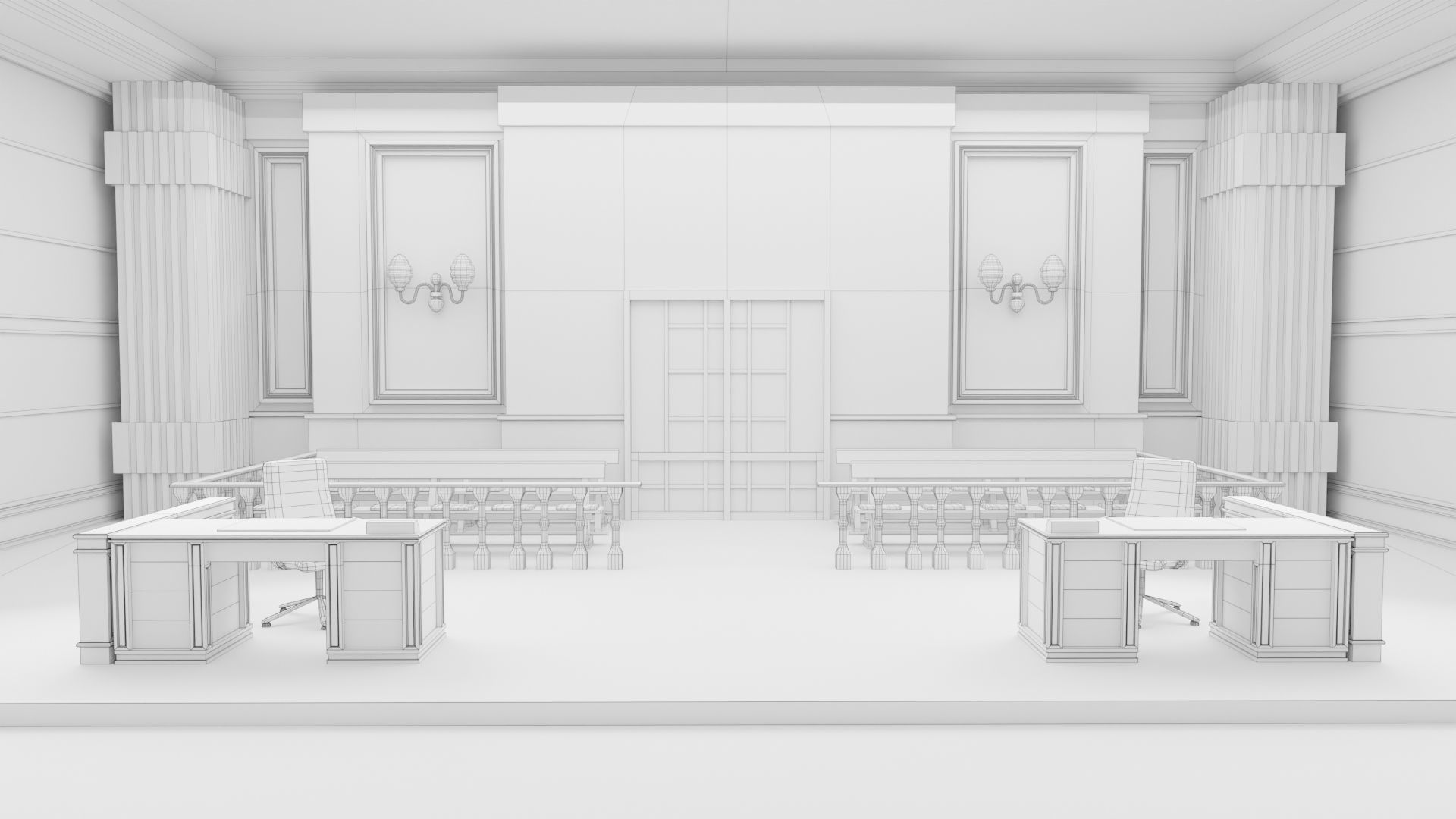 Courtroom Low-poly 3D model_14