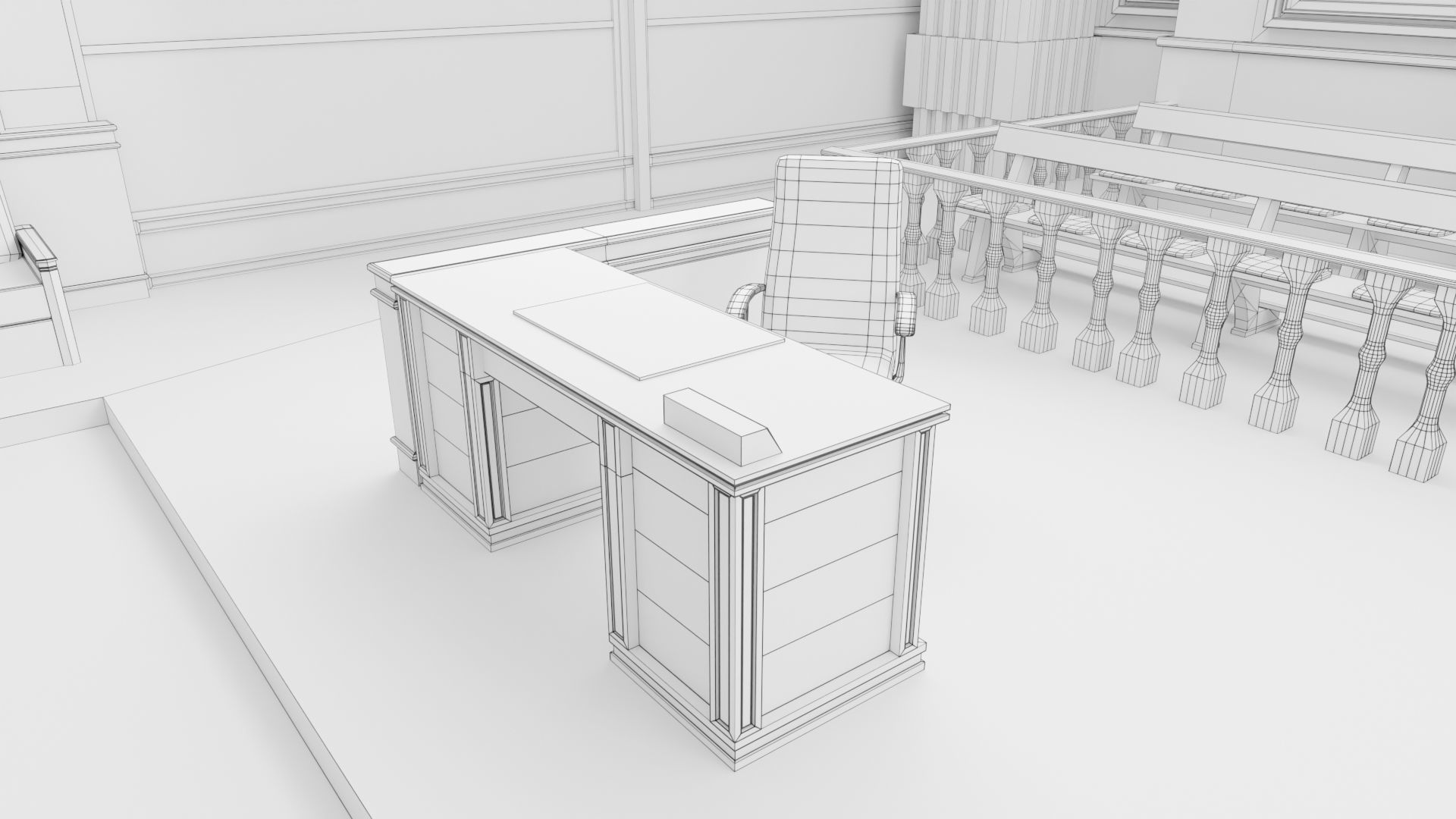 Courtroom Low-poly 3D model_13