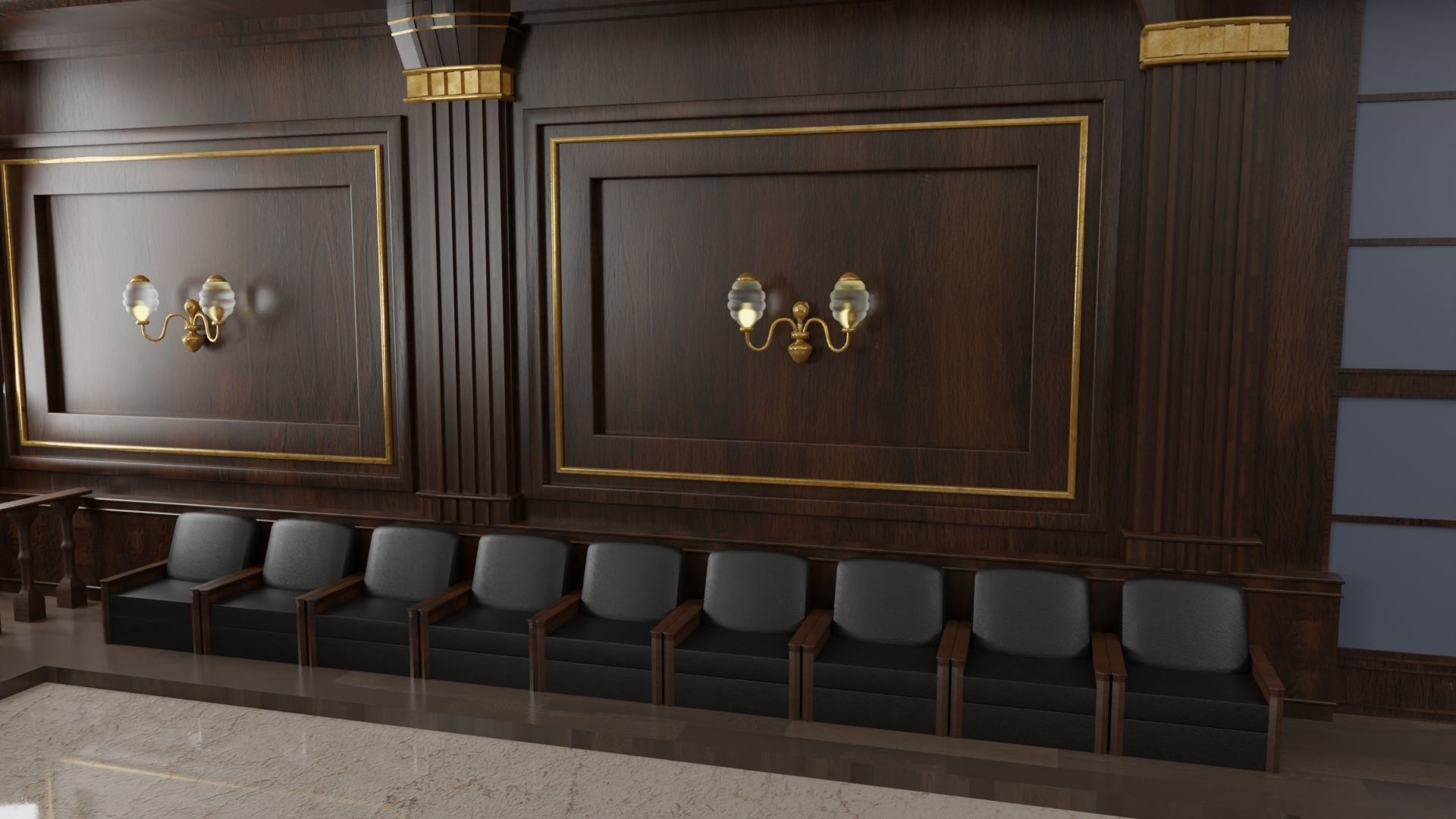 Courtroom Low-poly 3D model_7