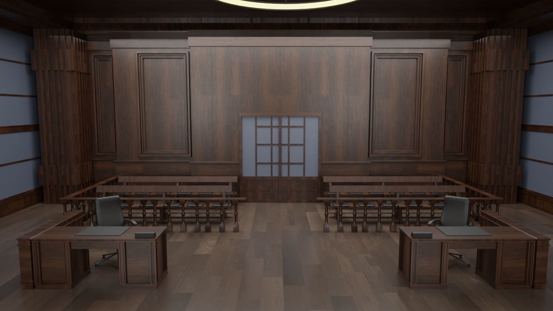 Courtroom Low-poly 3D model_4