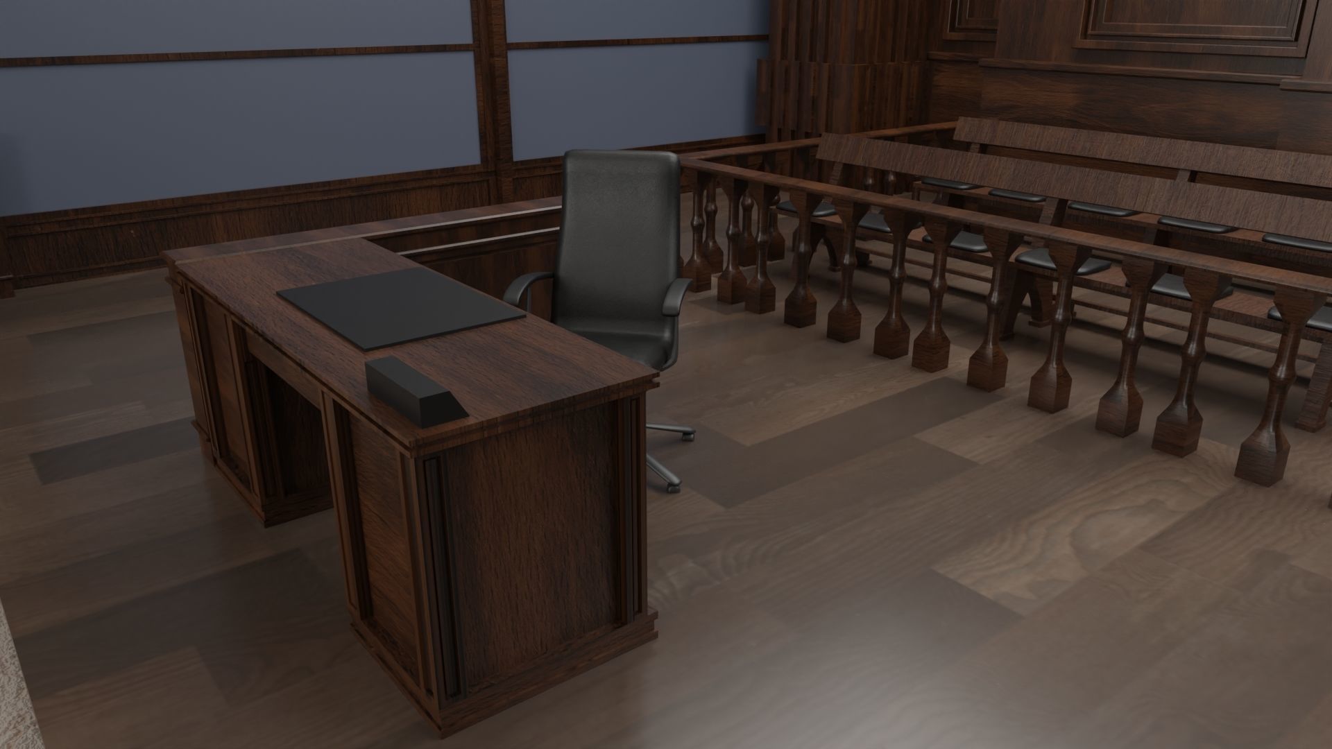 Courtroom Low-poly 3D model_5