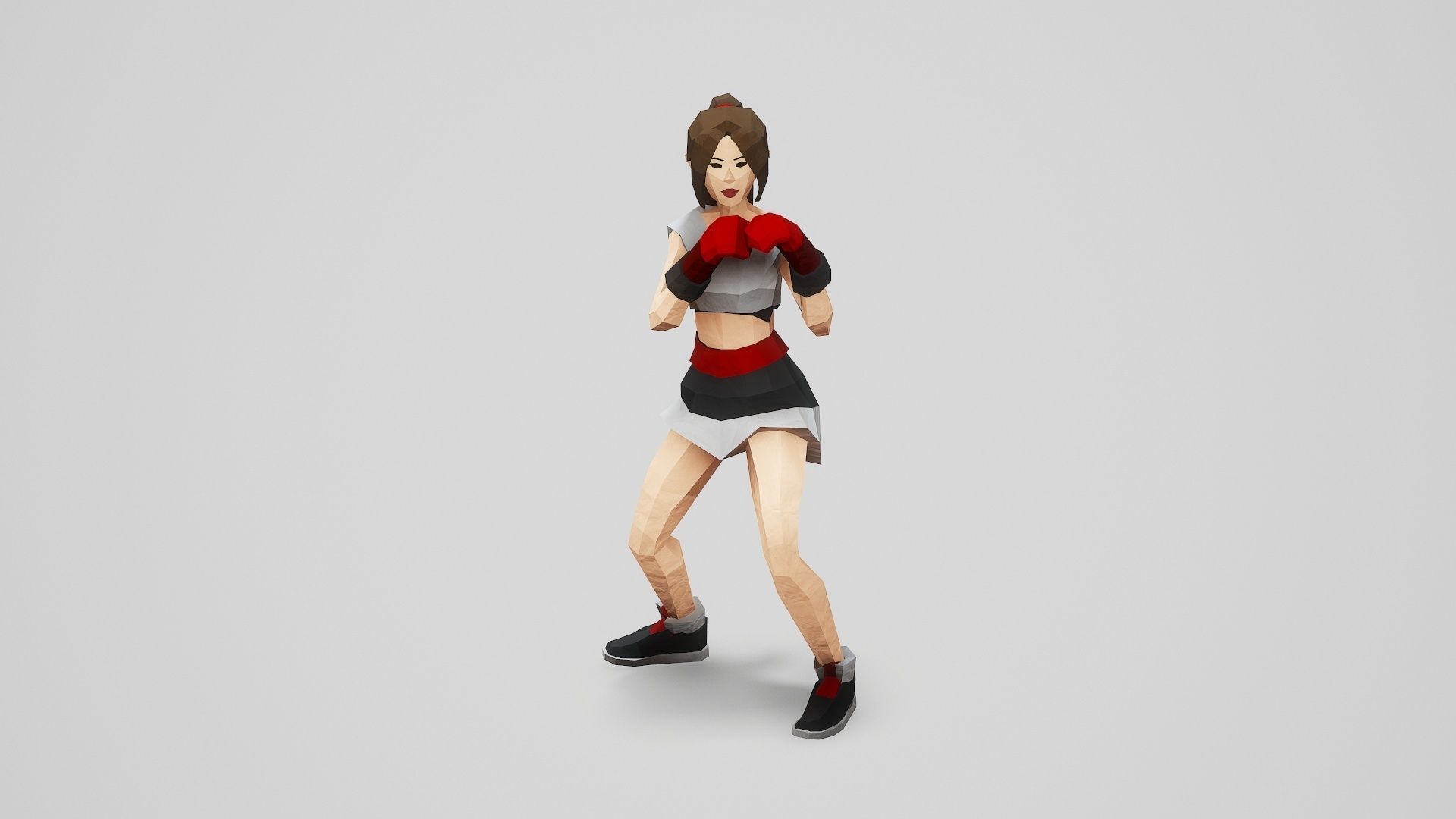 BOXER GIRL - GAME READY LOW POLY STYLE FEMALE CHARACTER Low-poly 3D model_18