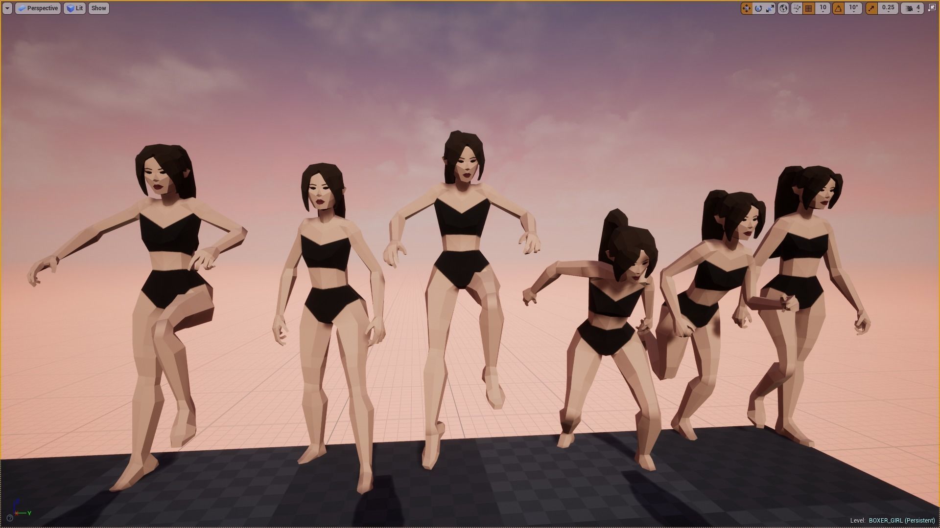 BOXER GIRL - GAME READY LOW POLY STYLE FEMALE CHARACTER Low-poly 3D model_16