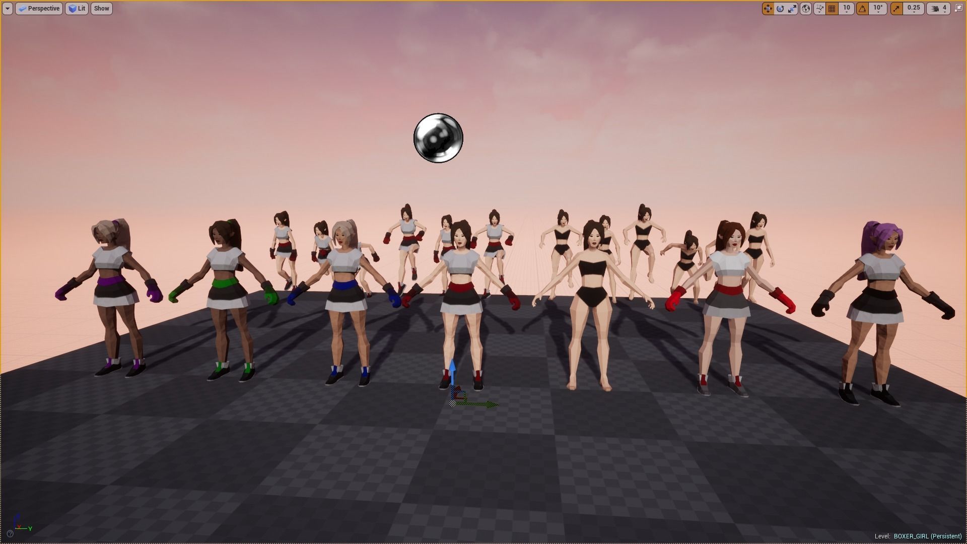 BOXER GIRL - GAME READY LOW POLY STYLE FEMALE CHARACTER Low-poly 3D model_12