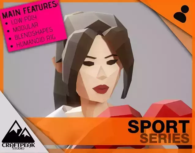 BOXER GIRL - GAME READY LOW POLY STYLE FEMALE CHARACTER Low-poly 3D model