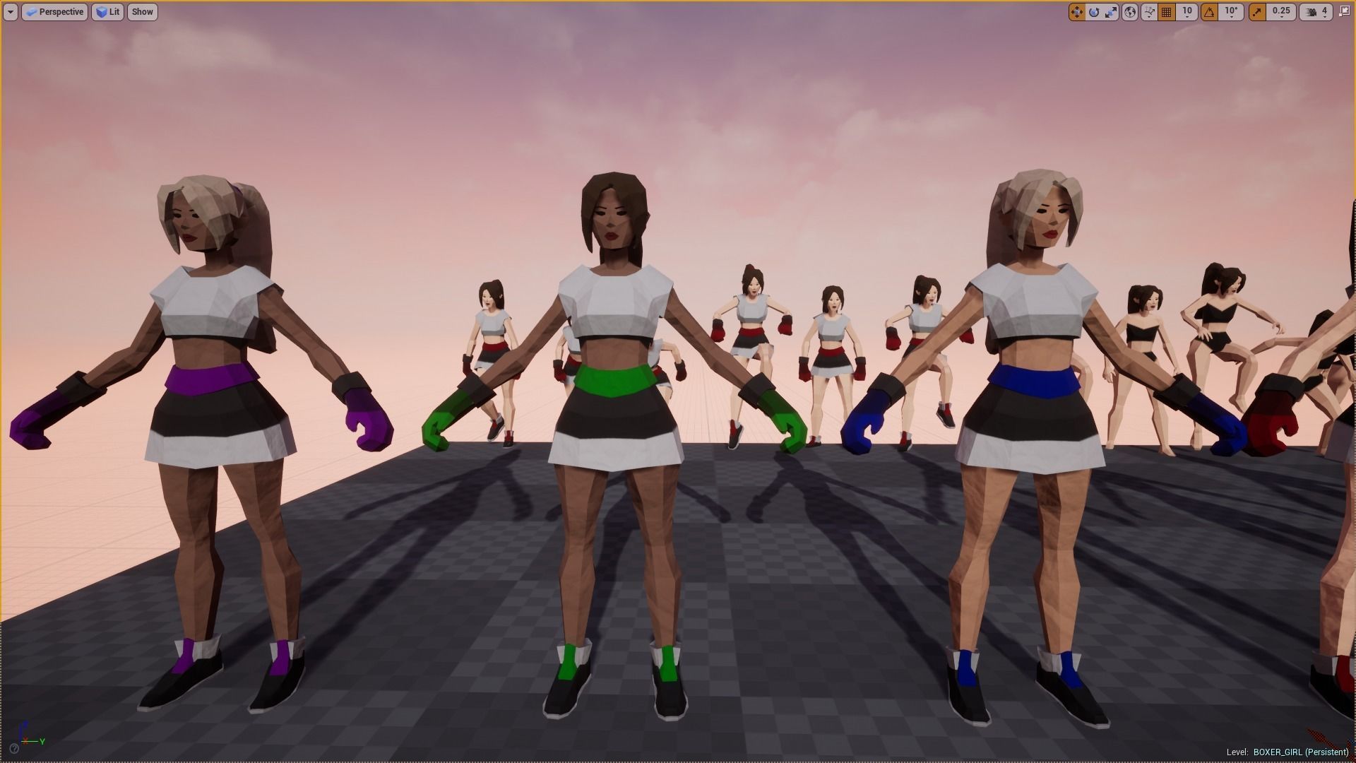 BOXER GIRL - GAME READY LOW POLY STYLE FEMALE CHARACTER Low-poly 3D model_13