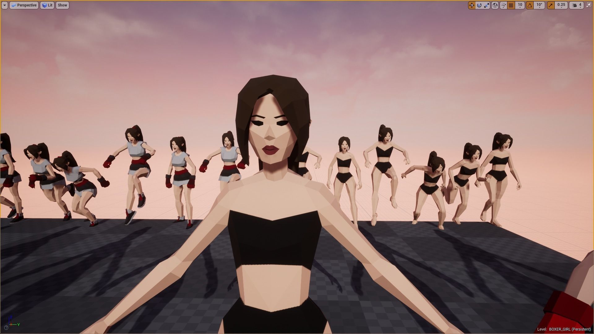 BOXER GIRL - GAME READY LOW POLY STYLE FEMALE CHARACTER Low-poly 3D model_14