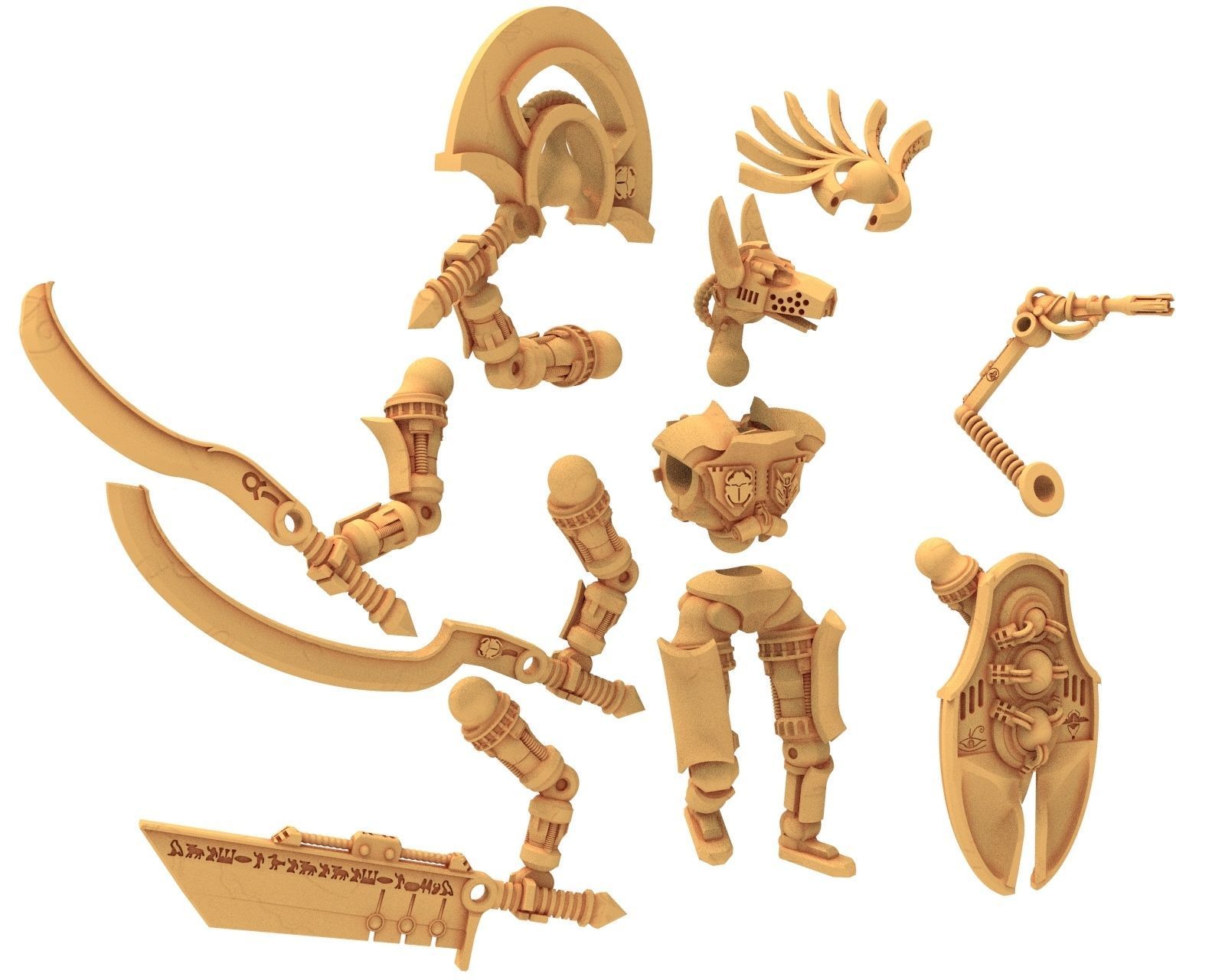Anubis Akhet Thout Assault Battle Drone modular miniatures  3D print model_13