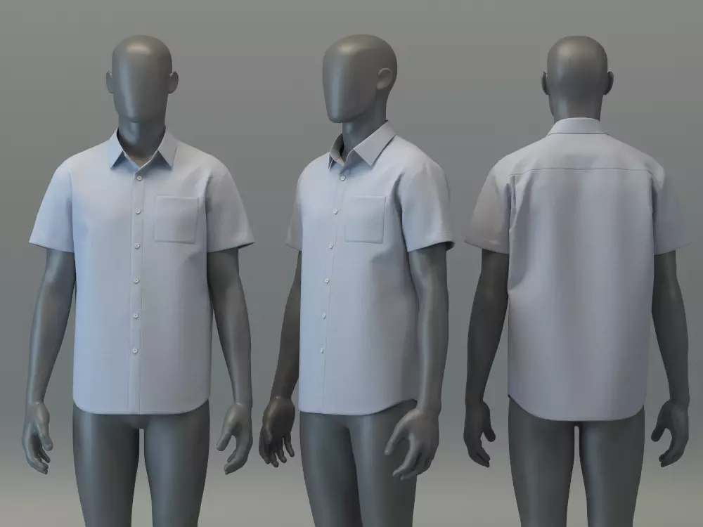 Oxford Short Sleeve Shirt 3D model
