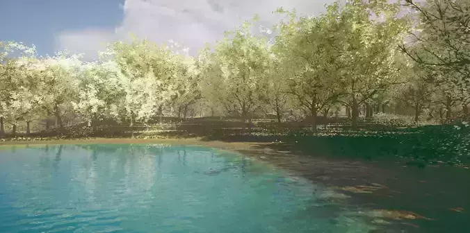 Forest Lake Oasis 3d scene 3D model