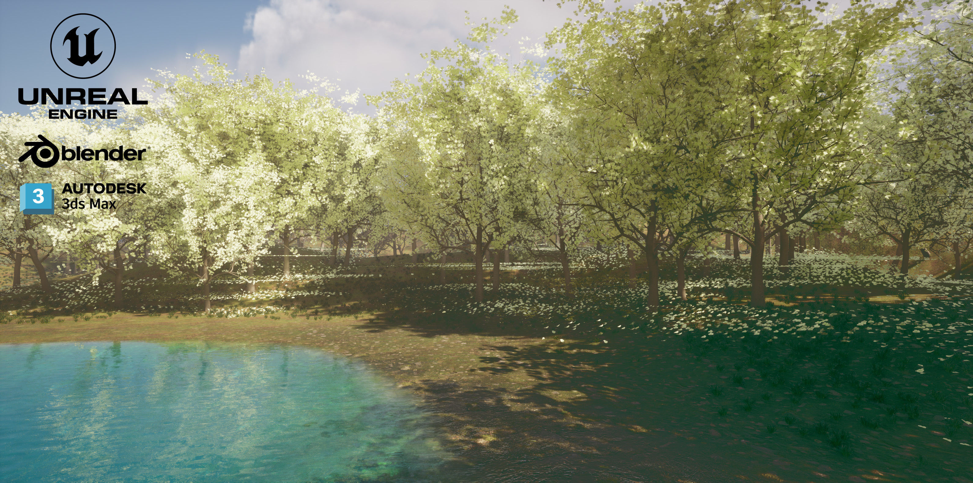 Forest Lake Oasis 3d scene 3D model_9