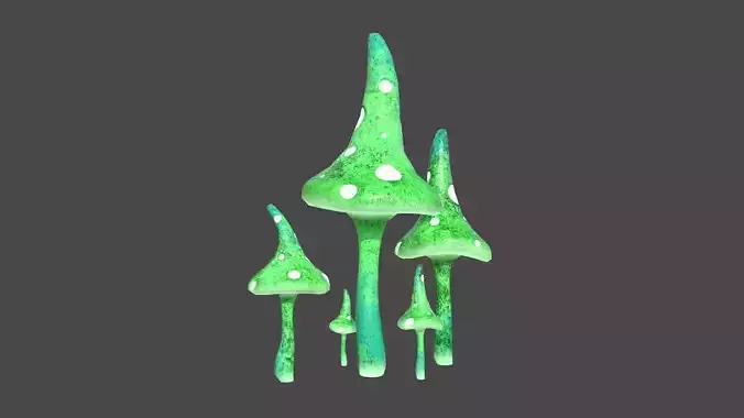 Fantasy Mushroom G04 Green - Scene Backdrop Design Low-poly 3D model