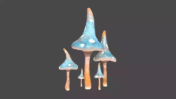 Fantasy Mushroom G05 Blue Orange - Scene Backdrop Design Low-poly 3D model