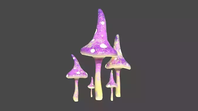 Fantasy Mushroom G08 Purple Yellow - Scene Backdrop Design Low-poly 3D model